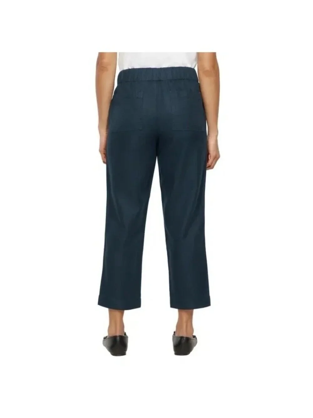 NWT Banana Republic Women's XS Tapered Crop Pants Navy Lyocell Linen Cotton